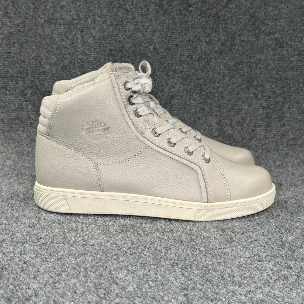 Harley Davidson Mackey 4" Motorcycle Sneakers Women's‎ 10 Grey Leather Mid Lace